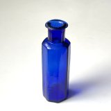 イギリス アンティーク雑貨 ポイズンガラスボトル コバルトブルー インテリア瓶 (高さ 約8.6cm) [EY8969]