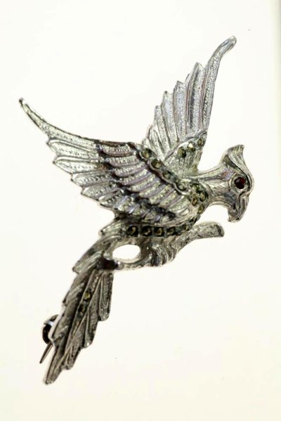 画像1: イギリスの1950年から1960年代羽ばたいているのシルバーヴィンテージブローチ