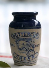 画像2: 〈イギリス〉1900年代 レアな深いブルーのクリーム陶器ジャー (2)