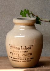 画像1: 〈イギリス〉1900年代 green label CURRY PASTE 陶器ジャー　(高さ約9.8ｃｍ) (1)