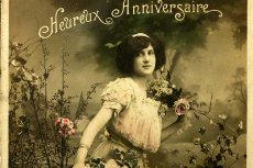 画像3: 〈ベルギー〉ブロカント ポストカード　Heureux Anniversare フランス語のお誕生日おめでとうございます。 (3)