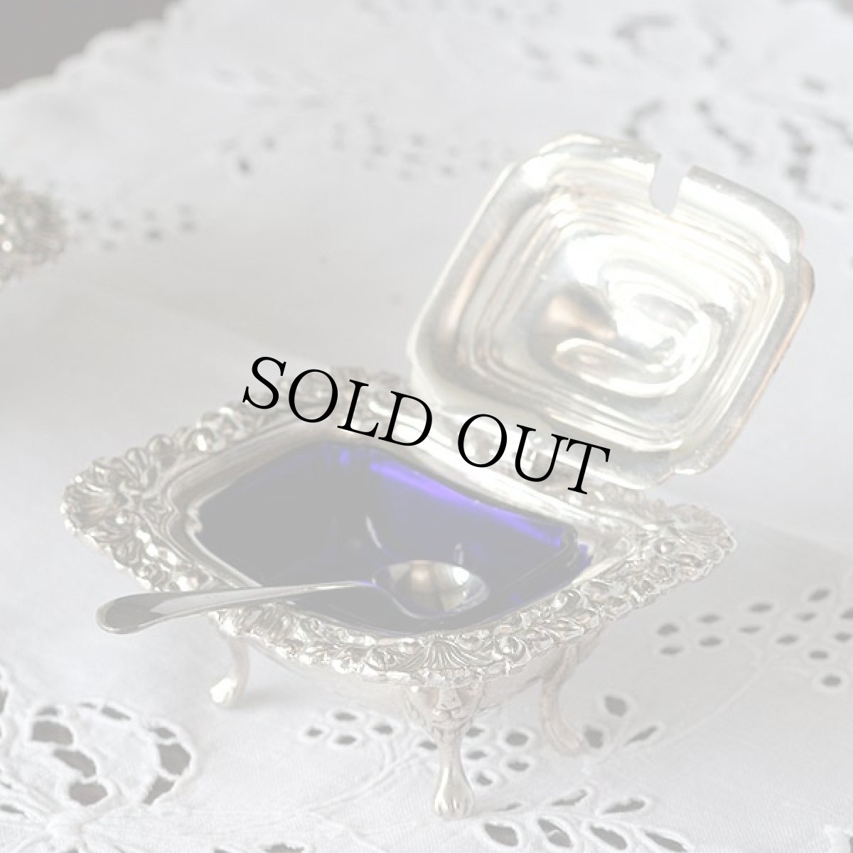 画像5: 〈英国〉1920〜30年代シルバープレート マスタードポットライオンの猫足スプーン付き (5)