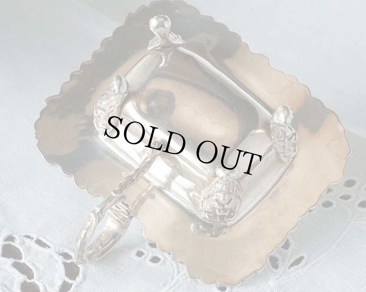 画像7: 〈英国〉1920〜30年代シルバープレート マスタードポットライオンの猫足スプーン付き (7)