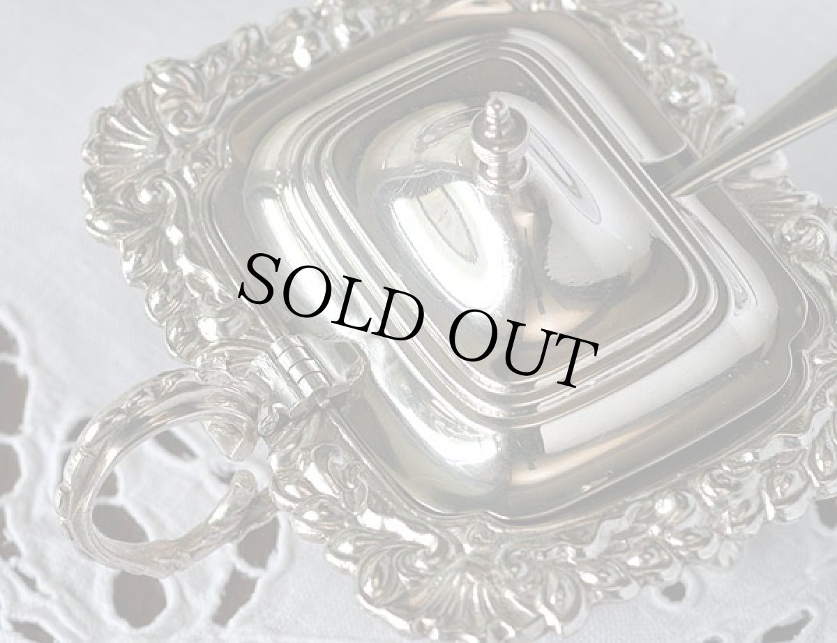 画像3: 〈英国〉1920〜30年代シルバープレート マスタードポットライオンの猫足スプーン付き (3)