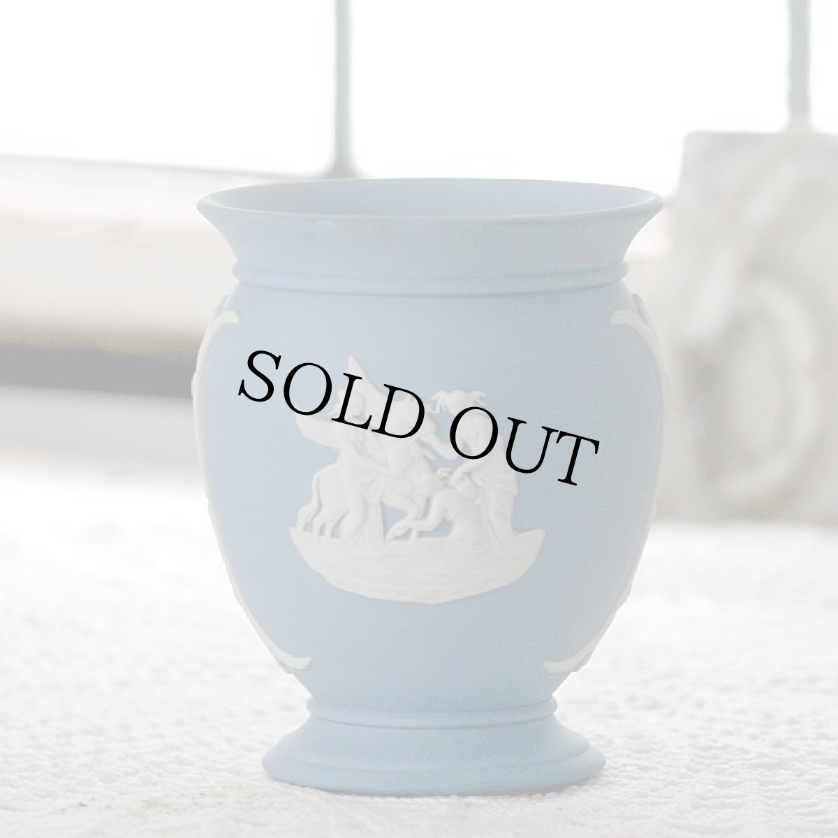 画像7: WEDGWOOD ウエッジウッド ジャスパーペールブルーフラワーベース(花瓶) (7)