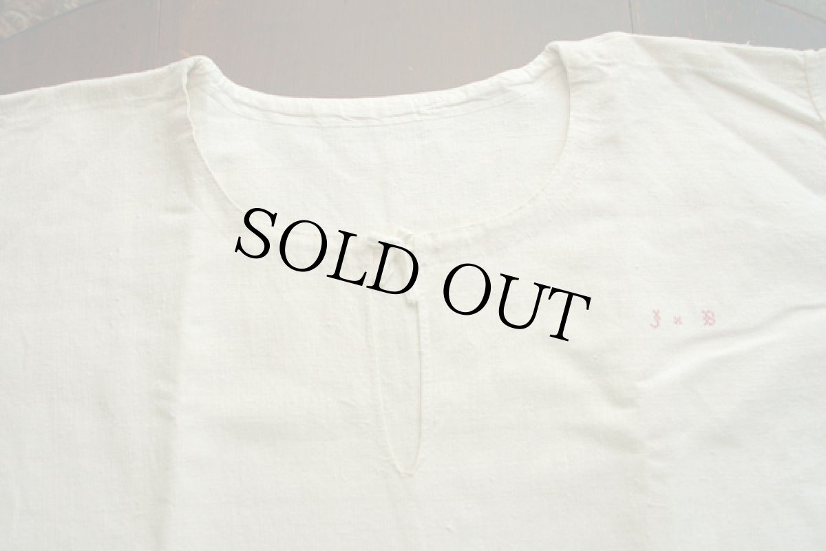 画像10: 〈ドイツ〉手縫いホームスパンアンティークジャーマンリネンスモックワンピース 手刺繍JB (10)