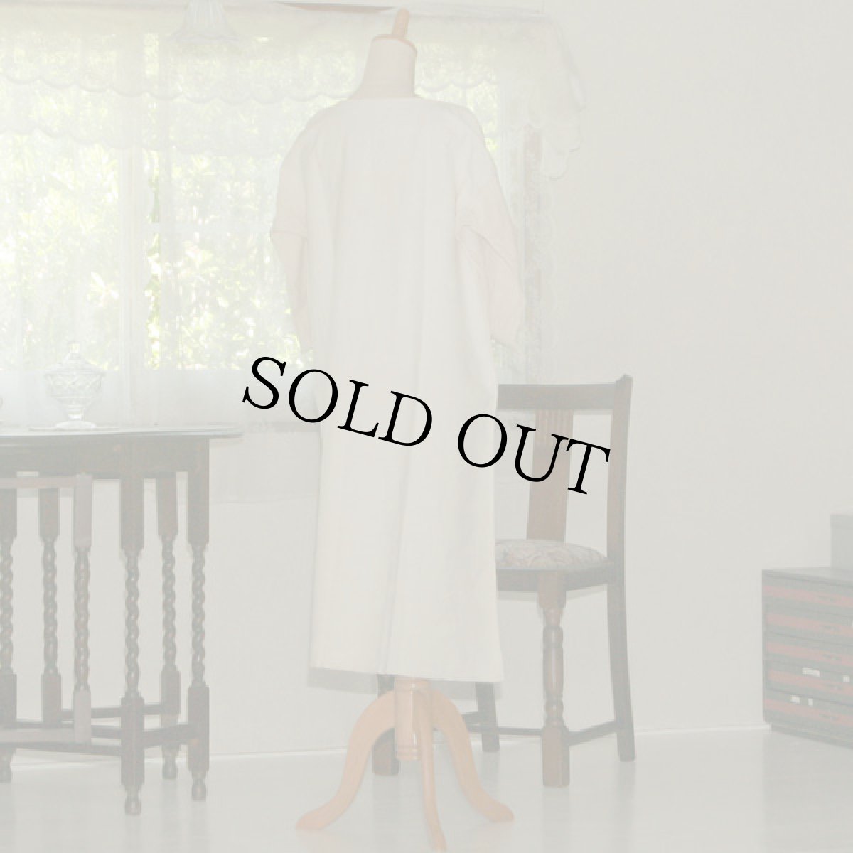 画像7: 〈ドイツ〉手縫いホームスパンアンティークジャーマンリネンスモックワンピース 手刺繍JB (7)