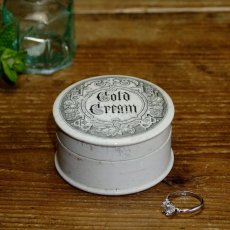 画像1: イギリス 1890年頃 アンティーク陶器 Cold Cream コールドクリーム陶器ポット（約直径6.2cm） (1)
