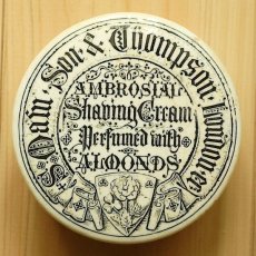 画像1: イギリス 1890-1900s ヴィクトリアン S Maw Son & Thompson London AMBROSIAL Shaving Cream アンティーク 陶器シ ェービング ポット (1)