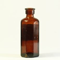画像3: イギリス ポイズンガラスボトル アンバーカラー PURE GLYCERINE 英字ラベル付き (高さ 約10.0cm) (3)