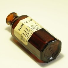 画像5: イギリス ポイズンガラスボトル アンバーカラー PURE GLYCERINE 英字ラベル付き (高さ 約10.0cm) (5)
