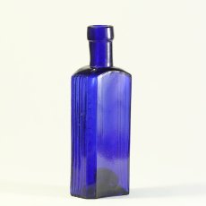 画像4: イギリス 古い瓶 ポイズンガラスボトル コバルトブルー（約高さ11.5cm） (4)