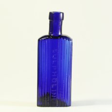 画像2: イギリス 古い瓶 ポイズンガラスボトル コバルトブルー（約高さ11.5cm） (2)