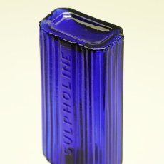 画像7: イギリス 古い瓶 ポイズンガラスボトル コバルトブルー（約高さ11.5cm） (7)