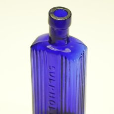 画像8: イギリス 古い瓶 ポイズンガラスボトル コバルトブルー（約高さ11.5cm） (8)