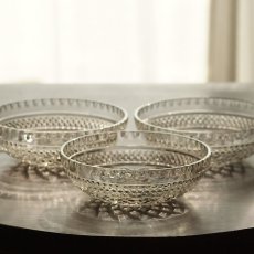画像2: イギリス 3枚セット アンティークガラスデッシュ プレート皿 (2)