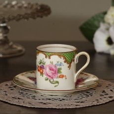 画像1: イギリス AYNSLEY エインズレイ Wilton Green ミルトングリーン デミタスカップ&ソーサー (1)