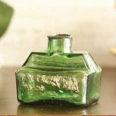 画像1: イギリス アンティーク雑貨 ガラス ヴィクトリアンインク瓶 ペン置きタイプ (1)