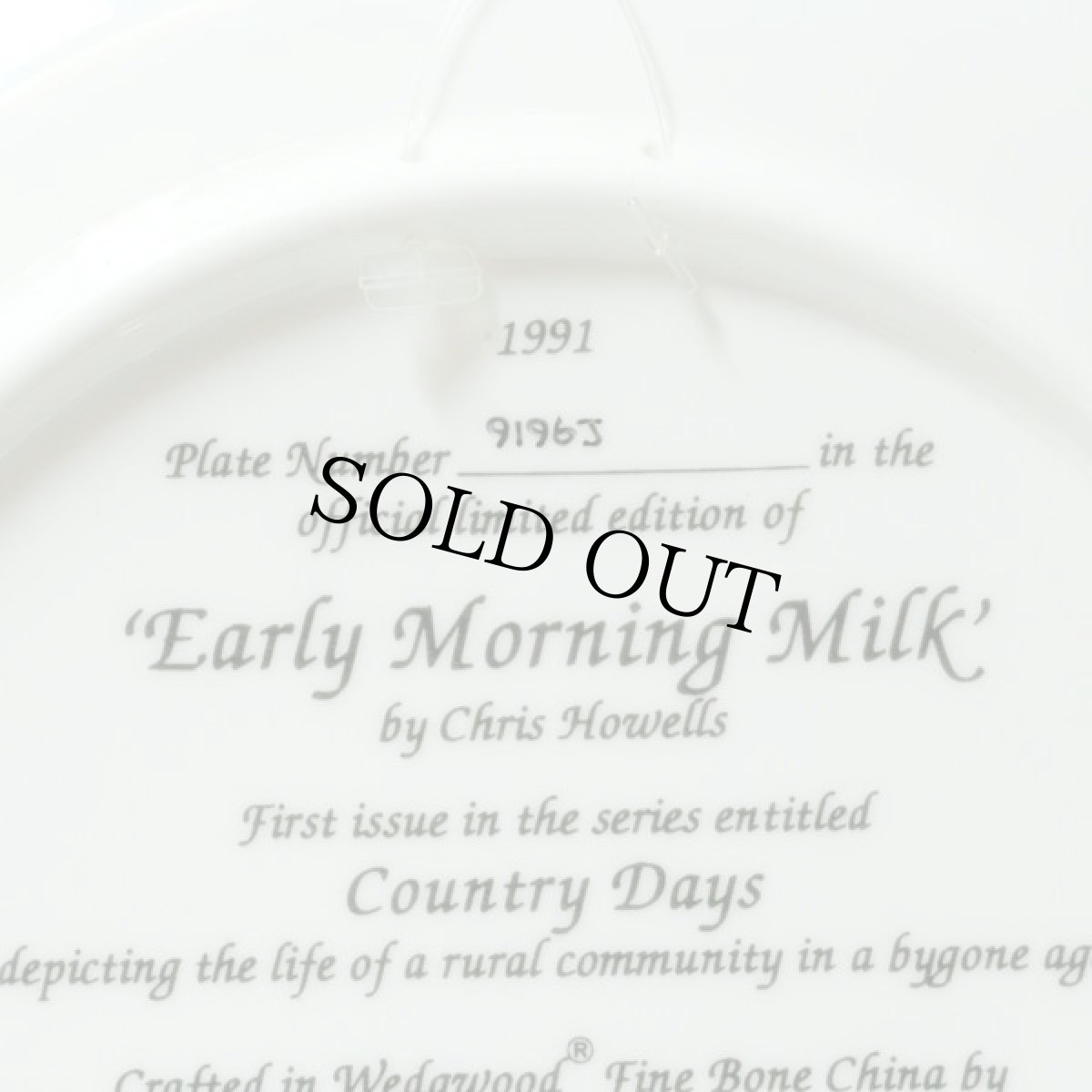 画像9: イギリス 1991 個別番号9196J ウェッジウッド Early Morning Milk' COUNTRY DAYS コレクタープレート 飾り皿 直径20.3cm (9)