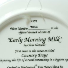 画像9: イギリス 1991 個別番号9196J ウェッジウッド Early Morning Milk' COUNTRY DAYS コレクタープレート 飾り皿 直径20.3cm (9)