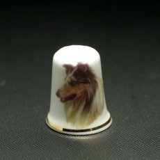 画像2: イギリス コリー犬 英国陶製シンブル(指貫) (2)