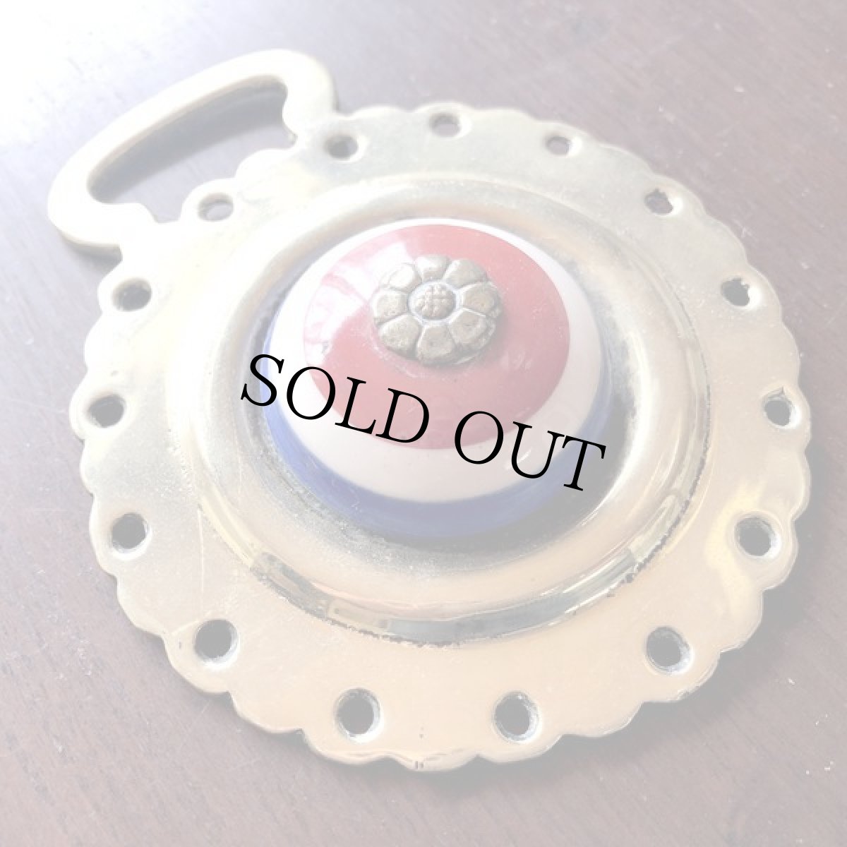 画像2: イギリス トリコロールカラー アンティーク真鍮 ホースブラス 馬具飾り  (2)