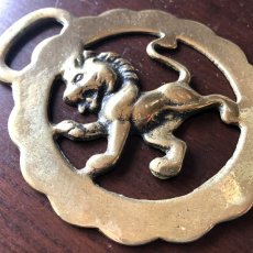 画像2: イギリス アンティーク真鍮 ライオン獅子 ホースブラス 馬具飾り  (2)
