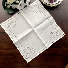 画像3: 〈西ヨーロッパ〉デットストックマデイラ ビンテージ ピュアリネン ハンカチ ドロンワーク刺繍 (3)