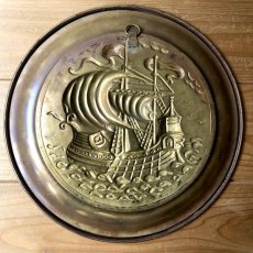 画像6: イギリス 1950-1970年代 真鍮ブラス 飾り皿 壁飾り 帆船 25.2cm (6)