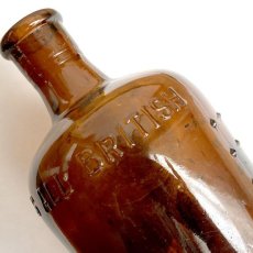 画像7: イギリス  アンティーク アンバーガラス ボトル LYSOL BOOTS ALL BRITISH(約16.8cm) (7)