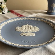 画像12: 1985年 イギリス ウェッジウッド ジャスパーブルー クリスマス イヤー プレート Wedgwood Plate 飾り皿 (12)