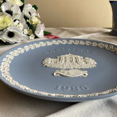 画像7: 1985年 イギリス ウェッジウッド ジャスパーブルー クリスマス イヤー プレート Wedgwood Plate 飾り皿 (7)