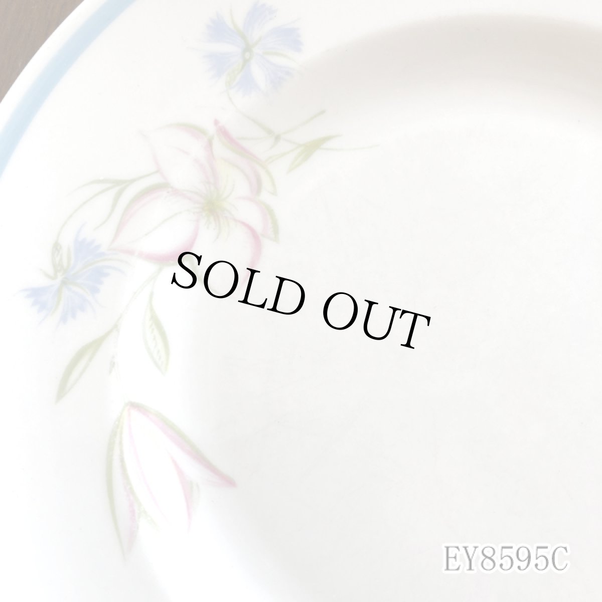 画像28: (在庫0/5) イギリス スージークーパー 1950年-1960年頃 ピンク・ブルー フラワープレート 約16.8cm 英国アンティーク食器皿 (28)