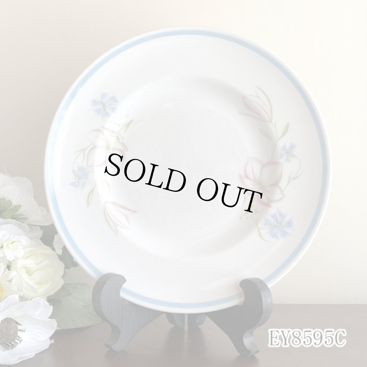 画像5: (在庫0/5) イギリス スージークーパー 1950年-1960年頃 ピンク・ブルー フラワープレート 約16.8cm 英国アンティーク食器皿 (5)