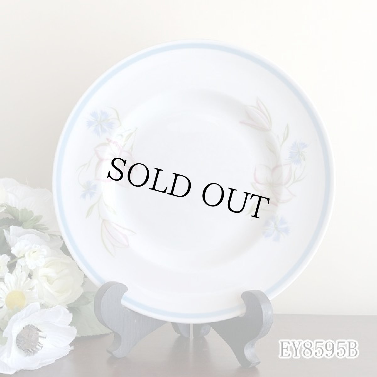 画像4: (在庫0/5) イギリス スージークーパー 1950年-1960年頃 ピンク・ブルー フラワープレート 約16.8cm 英国アンティーク食器皿 (4)