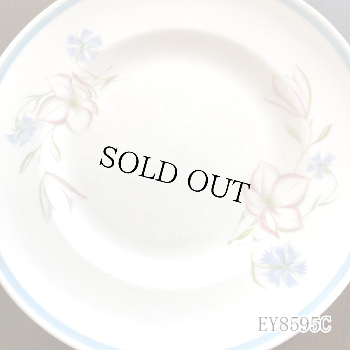 画像26: (在庫0/5) イギリス スージークーパー 1950年-1960年頃 ピンク・ブルー フラワープレート 約16.8cm 英国アンティーク食器皿 (26)