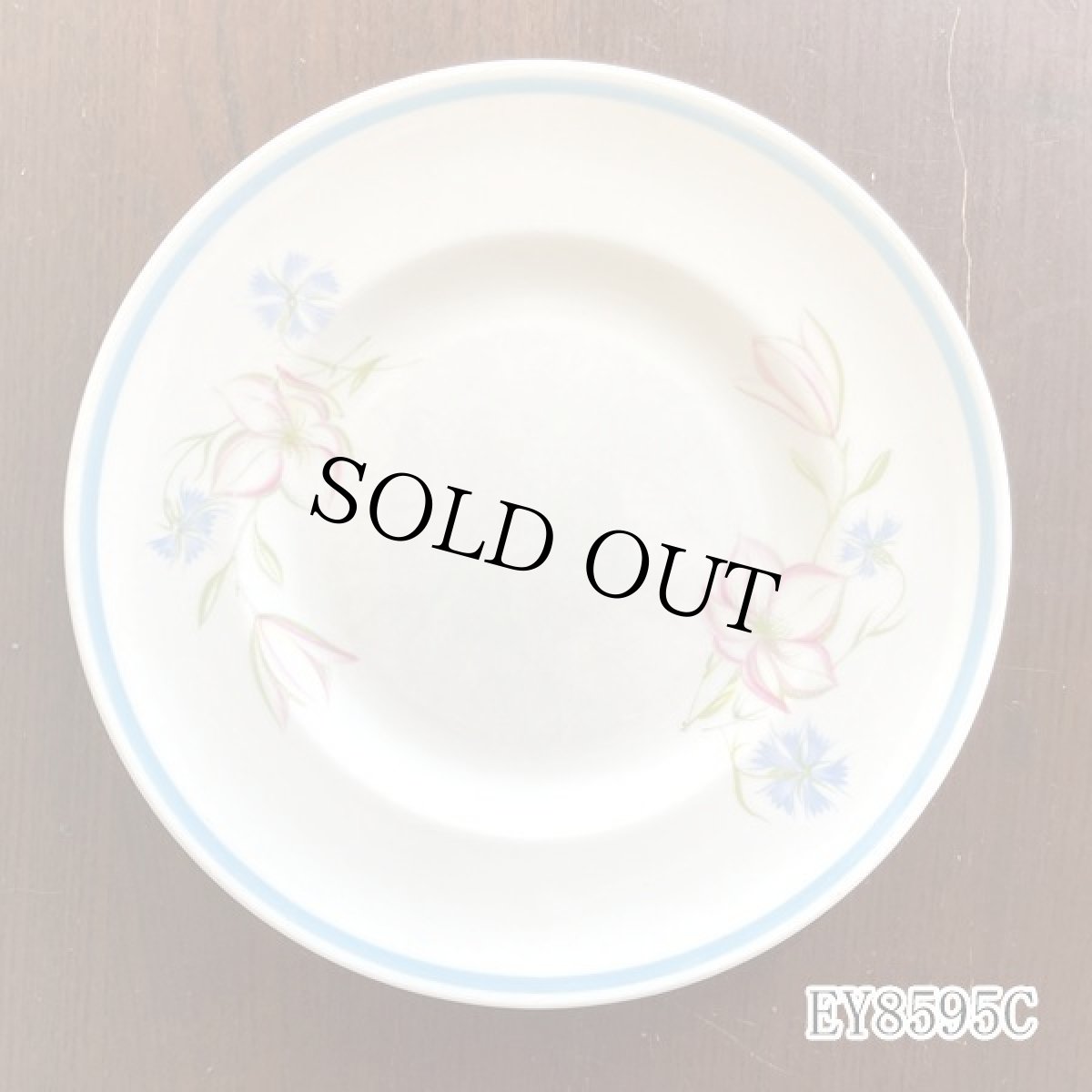 画像23: (在庫0/5) イギリス スージークーパー 1950年-1960年頃 ピンク・ブルー フラワープレート 約16.8cm 英国アンティーク食器皿 (23)