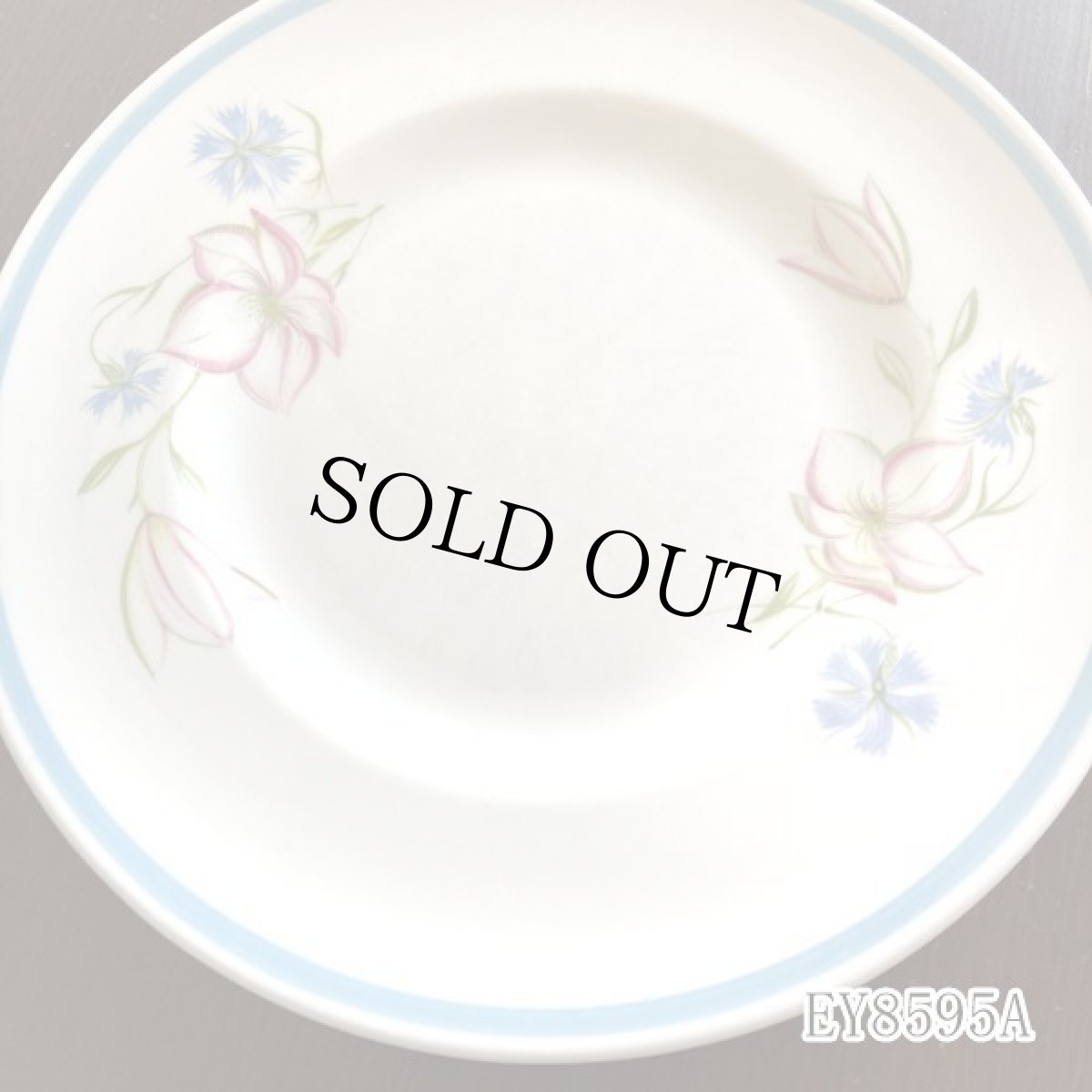 画像12: (在庫0/5) イギリス スージークーパー 1950年-1960年頃 ピンク・ブルー フラワープレート 約16.8cm 英国アンティーク食器皿 (12)