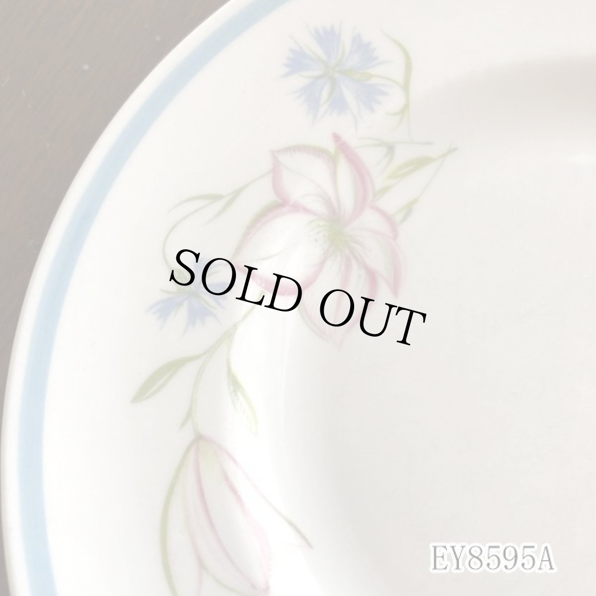 画像13: (在庫0/5) イギリス スージークーパー 1950年-1960年頃 ピンク・ブルー フラワープレート 約16.8cm 英国アンティーク食器皿 (13)