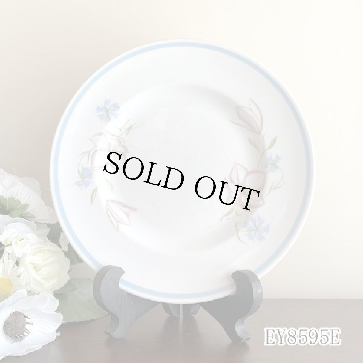 画像7: (在庫0/5) イギリス スージークーパー 1950年-1960年頃 ピンク・ブルー フラワープレート 約16.8cm 英国アンティーク食器皿 (7)