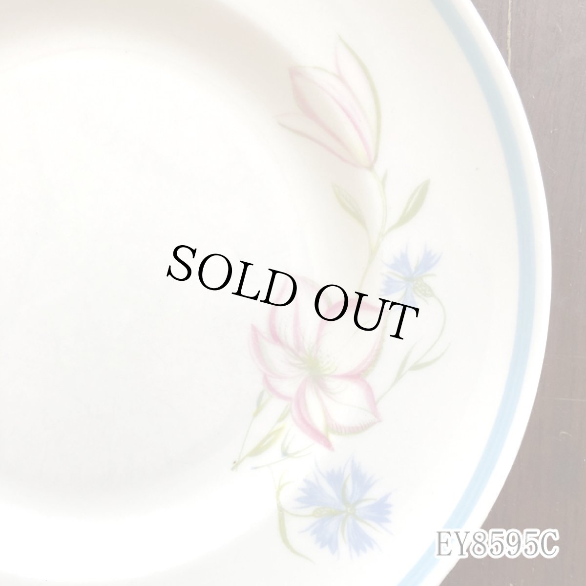 画像25: (在庫0/5) イギリス スージークーパー 1950年-1960年頃 ピンク・ブルー フラワープレート 約16.8cm 英国アンティーク食器皿 (25)