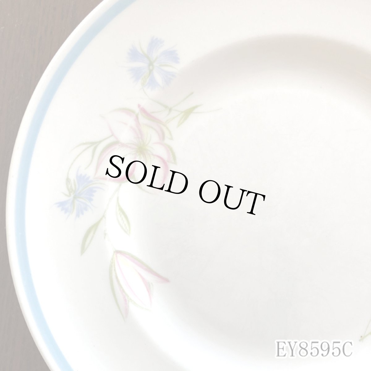 画像24: (在庫0/5) イギリス スージークーパー 1950年-1960年頃 ピンク・ブルー フラワープレート 約16.8cm 英国アンティーク食器皿 (24)