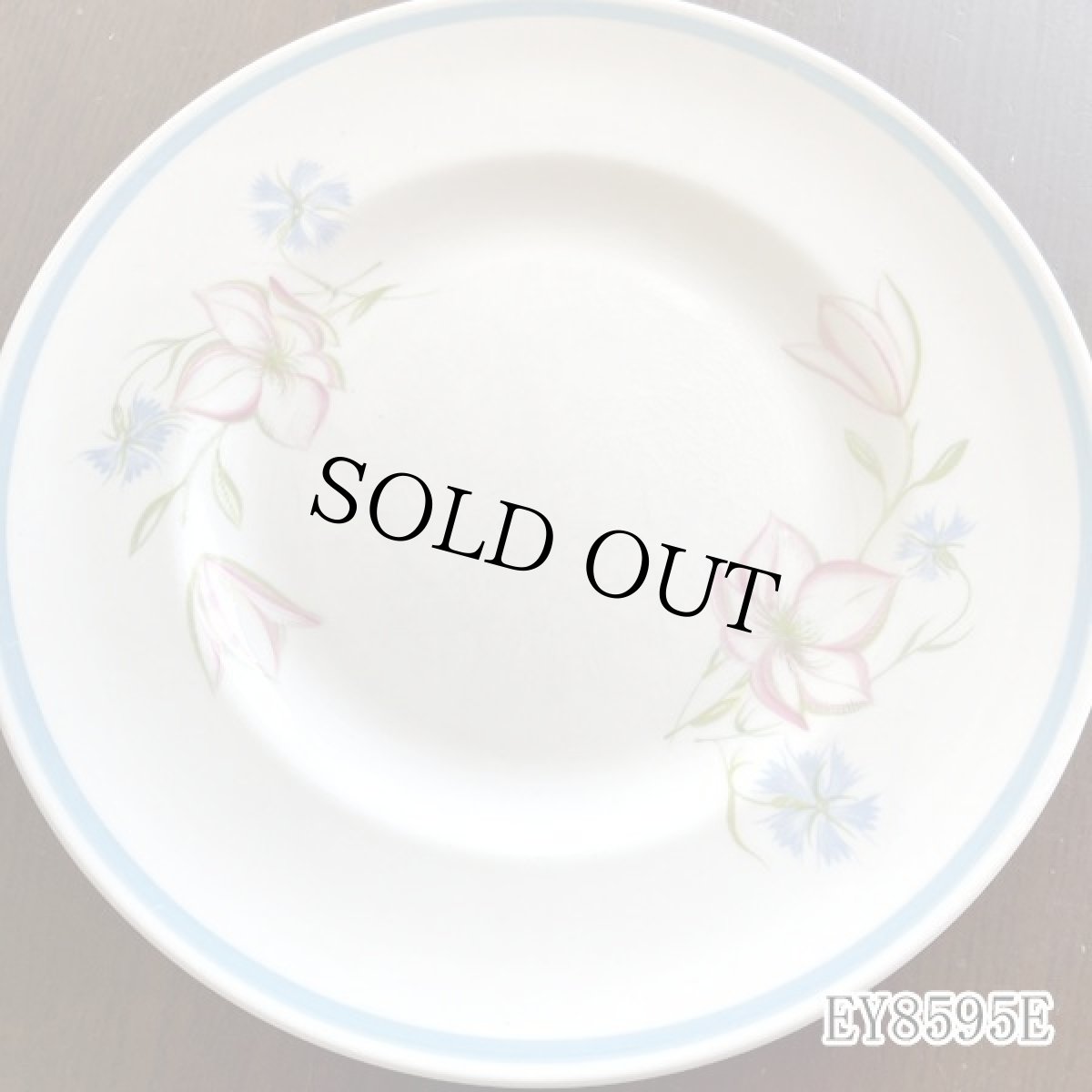 画像42: (在庫0/5) イギリス スージークーパー 1950年-1960年頃 ピンク・ブルー フラワープレート 約16.8cm 英国アンティーク食器皿 (42)