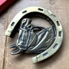 画像5: イギリス アンティーク真鍮 ドアノッカー 馬 幸せが貯まる蹄鉄 ホースブラス Brass製 (5)