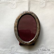 画像18: 在庫2 イギリス アンティーク ガラス フォトフレーム 楕円型 縦 約11.3cm 写真立て 額縁 (18)
