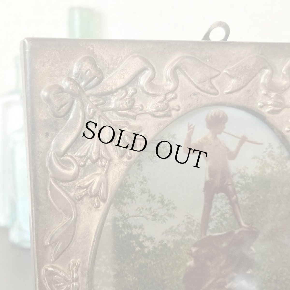 画像8: イギリス アンティーク ガラスフォトフレーム 2面写真立て LONDON 約16.0cm (8)