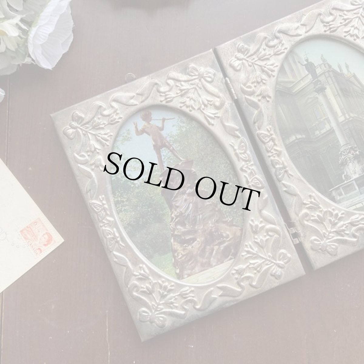 画像17: イギリス アンティーク ガラスフォトフレーム 2面写真立て LONDON 約16.0cm (17)