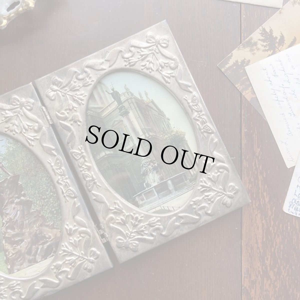 画像18: イギリス アンティーク ガラスフォトフレーム 2面写真立て LONDON 約16.0cm (18)