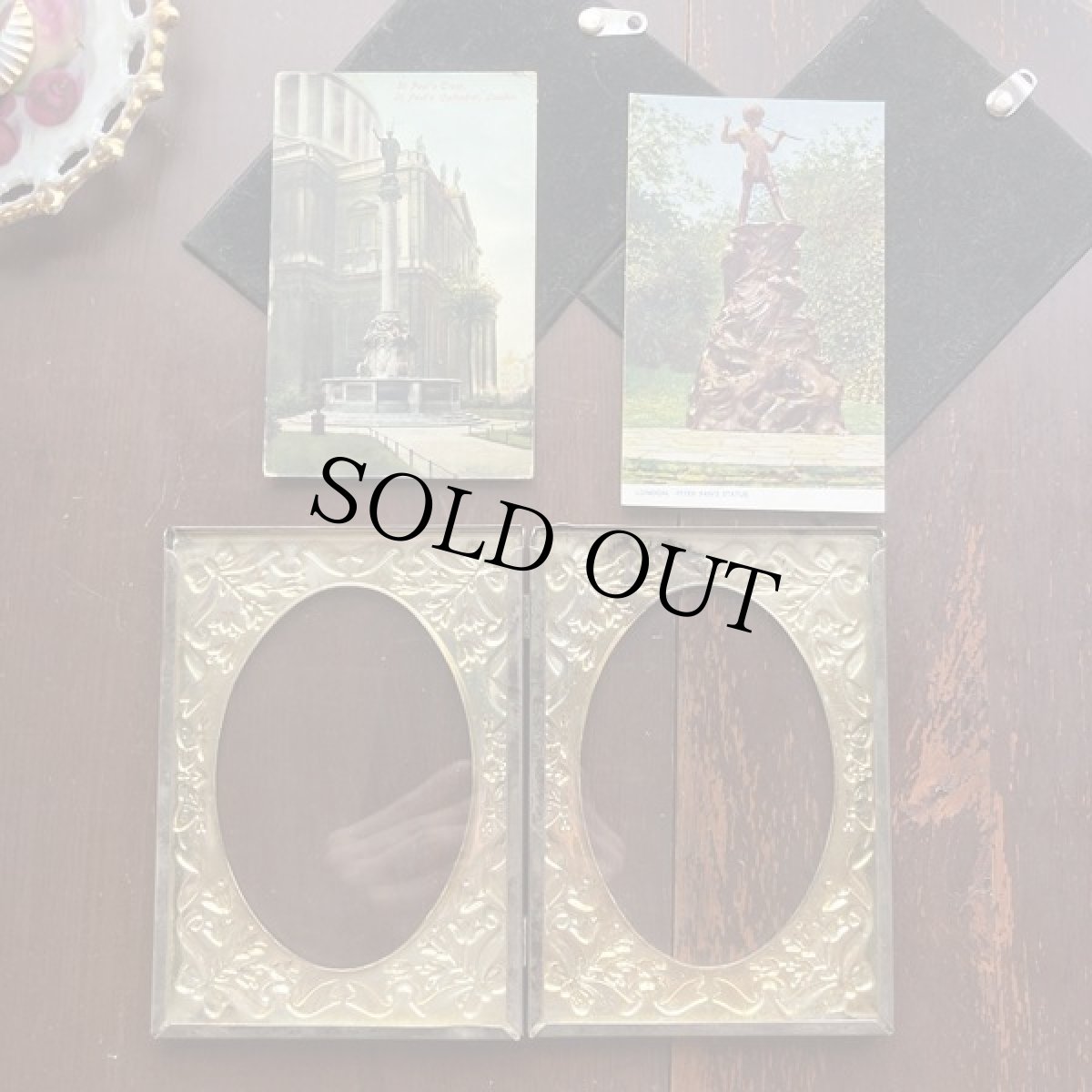 画像26: イギリス アンティーク ガラスフォトフレーム 2面写真立て LONDON 約16.0cm (26)