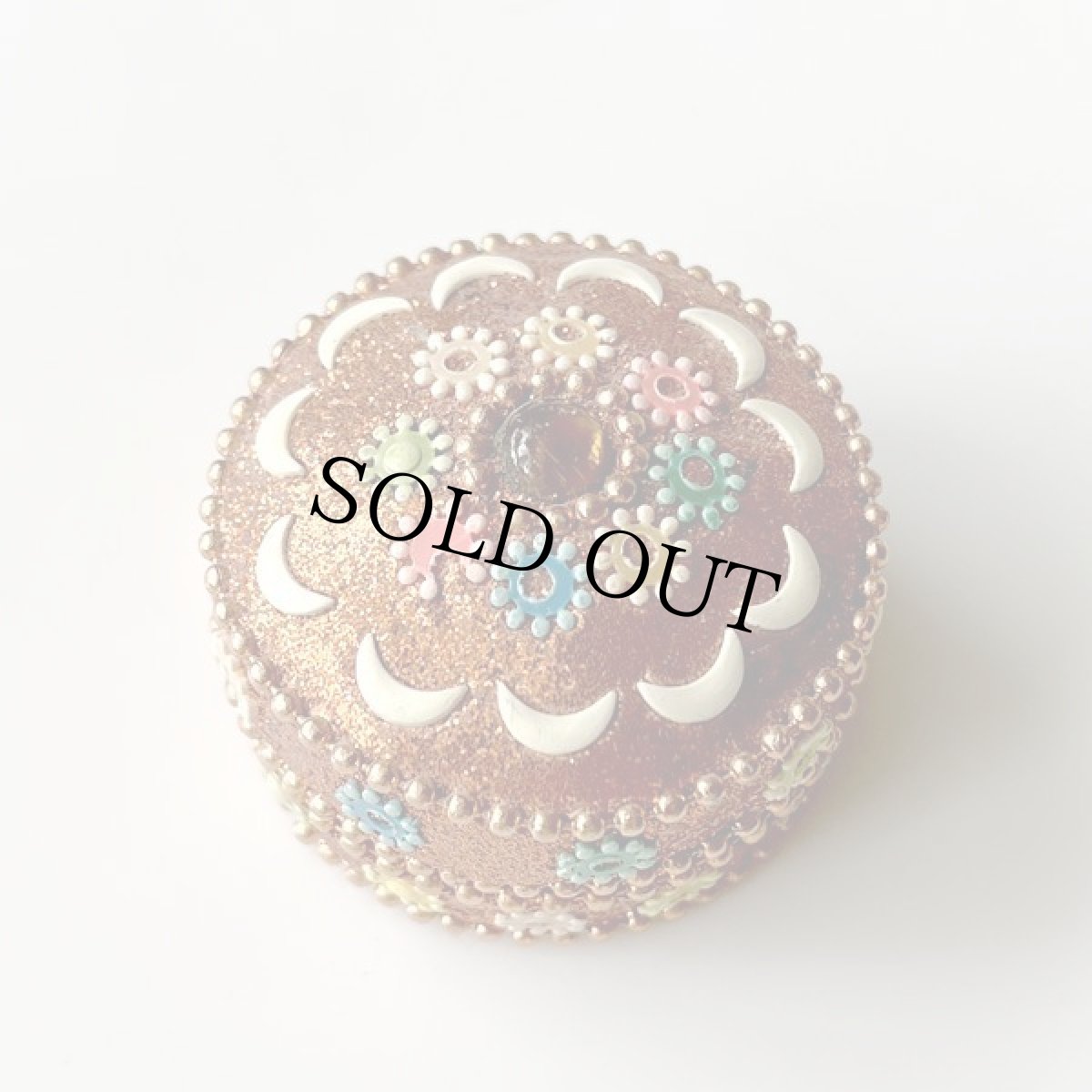 画像2: イギリス ヴィンテージ ラメジュエリーボックスMedium 小さなピルケース 小物入れ トリンケットボックス (2)